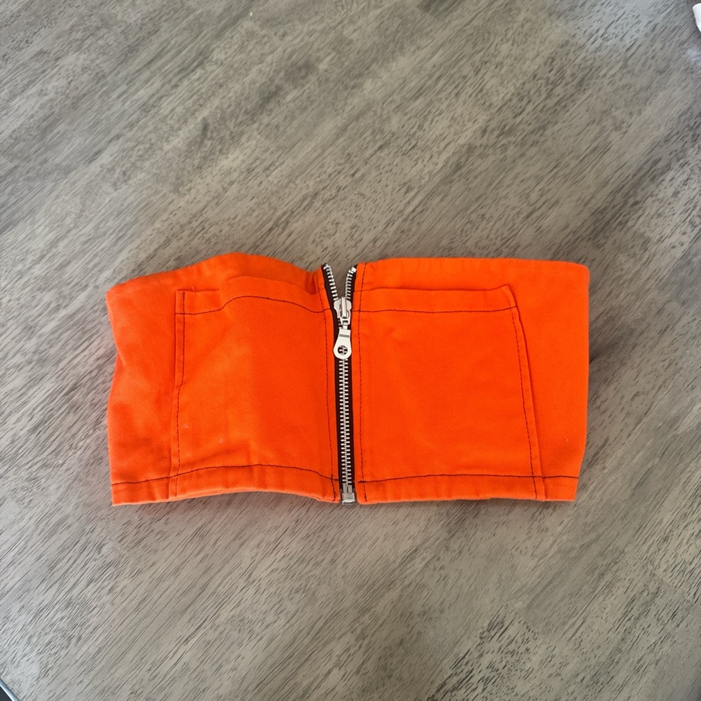 Orange Zip-Front Tube Top